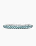Sculpted Cable Bangle Bracelet|18K White Gold with Paraiba Tourmalines, 6.2mm
