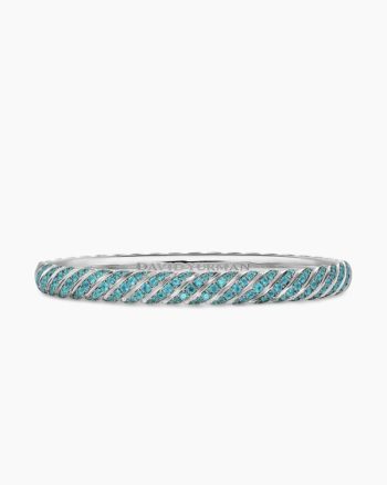 Sculpted Cable Bangle Bracelet|18K White Gold with Paraiba Tourmalines, 6.2mm