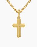 Deco Cross Pendant|18K Yellow Gold, 27mm