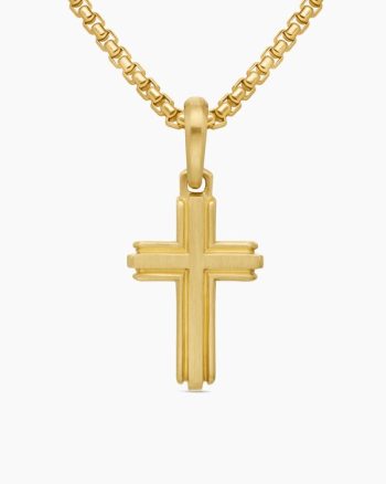 Deco Cross Pendant|18K Yellow Gold, 27mm