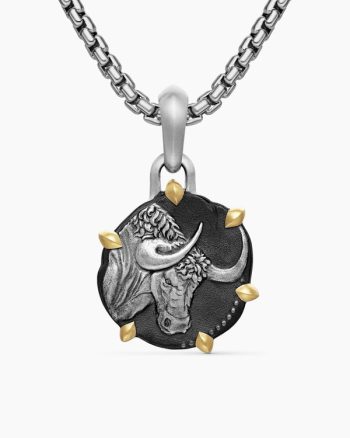 Taurus Amulet|Sterling Silver with 18K Yellow Gold, 23mm