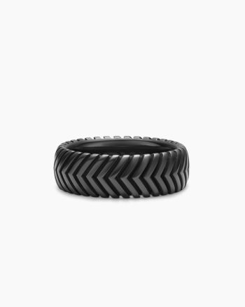 Chevron Band Ring|Black Titanium, 8mm