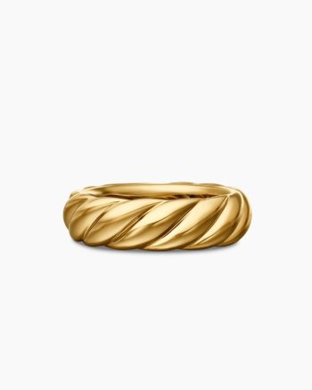 Sculpted Cable Band Ring|18K Yellow Gold, 6mm