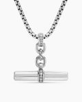 Lexington E/W Barrel Pendant|Sterling Silver with Diamonds, 32mm