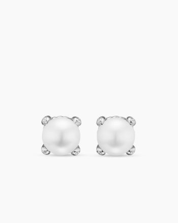 Pearl Classics Stud Earrings|Sterling Silver and Diamonds, 6.6mm