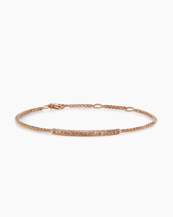 Petite Pavé Bar Bracelet|18K Rose Gold with Cognac Diamonds, 1.7mm