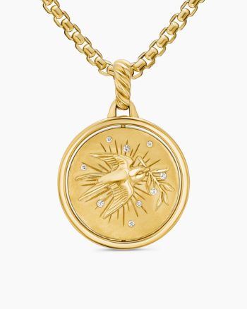 Peace and Passion Duality Pendant|18K Yellow Gold with Red Enamel and Diamonds, 22.3mm
