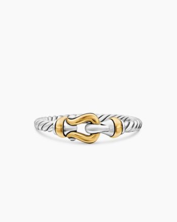 Petite Buckle Ring|Sterling Silver with 18K Yellow Gold, 2mm