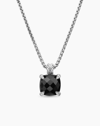 Chatelaine® Pendant Necklace|Sterling Silver with Black Onyx and Diamonds, 11mm