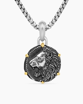 Leo Amulet|Sterling Silver with 18K Yellow Gold, 23mm