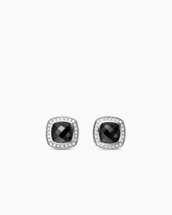 Albion® Stud Earrings|Sterling Silver with Black Onyx and Diamonds, 7mm