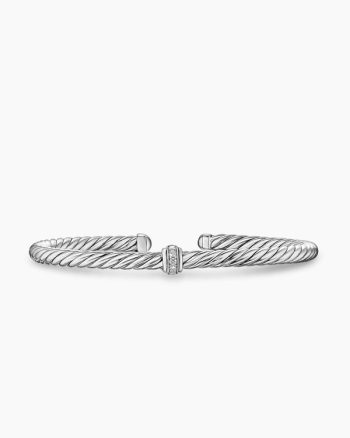 Cable Flex® Station Bracelet|Sterling Silver with Diamonds, 4mm