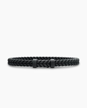 Chevron Bracelet|Black Rubber with Black Titanium, 6mm