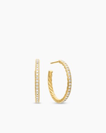 Pavé Hoop Earrings|18K Yellow Gold with Diamonds, 25.4mm
