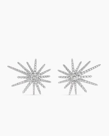 Starburst Stud Earrings|White Gold with Diamonds