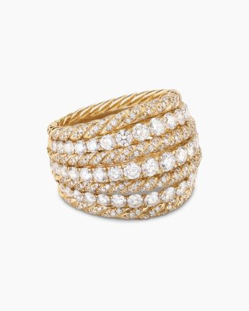 Floating Diamonds Alternating Cable Dome Ring|Yellow Gold