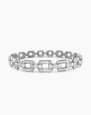 Deco Chain Bangle Bracelet|White Gold with Diamonds