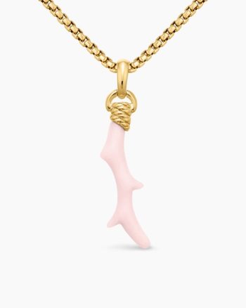 Coral Amulet|Pink Opal and 18K Yellow Gold, 31mm