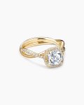DY Infinity Half Pavé Halo Engagement Ring|18K Yellow Gold, Cushion Cut