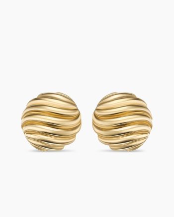 Sculpted Cable Stud Earrings|18K Yellow Gold, 14mm