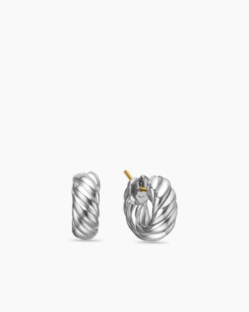Sculpted Cable Hoop Earrings|Sterling Silver, 14.4mm