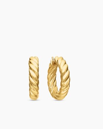 Sculpted Cable Hoop Earrings|18K Yellow Gold, 25.4mm