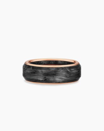 Streamline® Band Ring|18K Rose Gold with Forged Carbon, 8mm