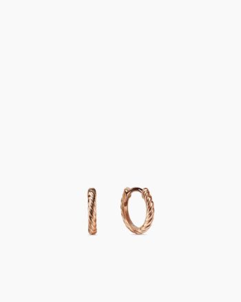 Sculpted Cable Micro Huggie Hoop Earrings|18K Rose Gold, 10.7mm