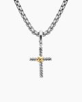 Petite X Cross Pendant|Sterling Silver with 18K Yellow Gold, 19.5mm