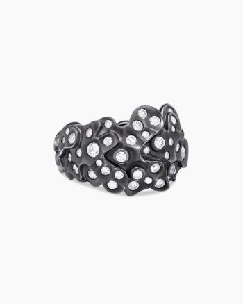 Petals Dome Ring|White Gold with Rhodiated Black and Diamonds