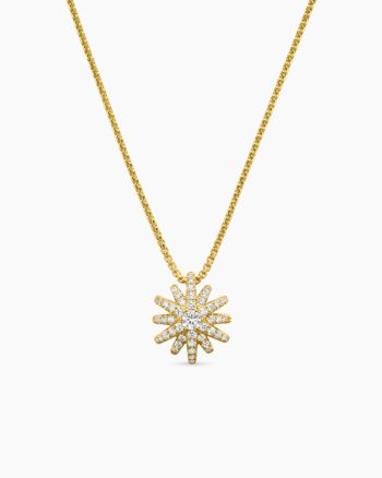 Starburst Pendant Necklace|18K Yellow Gold with Diamonds, 11mm