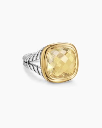 Albion® Ring|Sterling Silver with 18K Yellow Gold and Champagne Citrine, 11mm