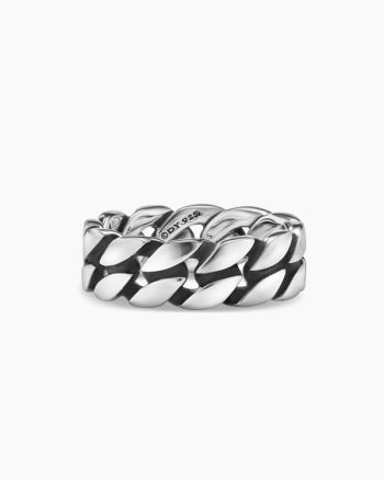 Curb Chain Band Ring|Sterling Silver, 8mm