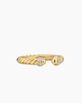 Cable Band Open Ring|18K Yellow Gold with Diamonds, 2.8mm