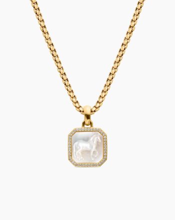 Petrvs® Horse Amulet|18K Yellow Gold with Mother of Pearl and Diamonds, 16.4mm