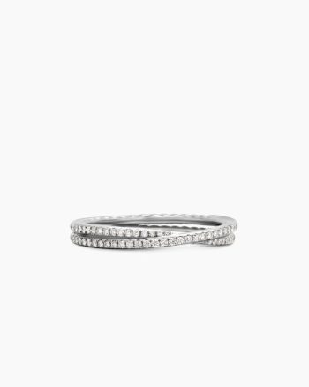 DY Crossover® Micro Pavé Band Ring|Platinum with Pavé Diamonds, 3.14mm