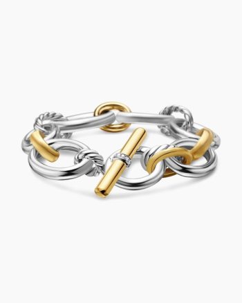 DY Mercer® Chain Bracelet|Sterling Silver with 18K Yellow Gold and Diamonds, 20mm