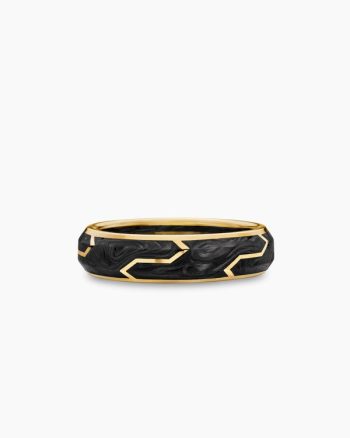 Forged Carbon Band Ring|18K Yellow Gold, 6mm