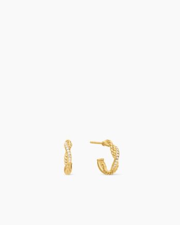 Petite Infinity Huggie Hoop Earrings|18K Yellow Gold with Diamonds, 3mm