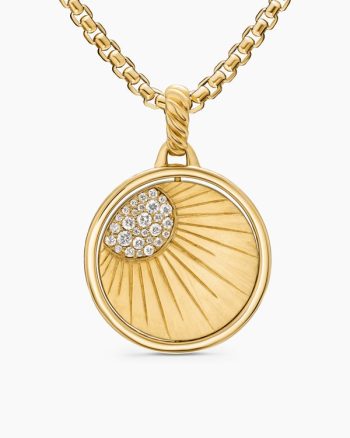 Sun and Moon Duality Pendant|18K Yellow Gold with Navy Enamel and Diamonds, 22.3mm