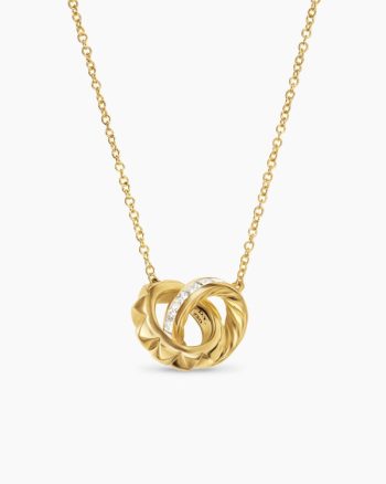 Crossover Trio Chain Necklace|18K Yellow Gold with Diamonds, 18.5mm