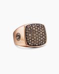 Streamline® Signet Ring|18K Rose Gold with Cognac Diamonds, 19mm