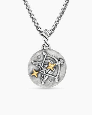 Sagittarius Amulet|Sterling Silver with 18K Yellow Gold and Diamonds, 19mm