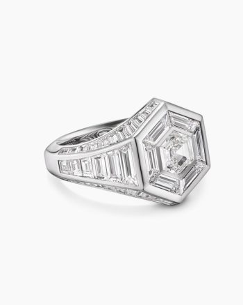 Men's Deco Signet Ring|Platinum with Diamonds