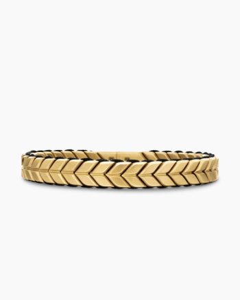 Chevron Woven Bracelet|18K Yellow Gold and Black Nylon, 9mm