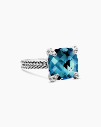 Chatelaine® Ring|Sterling Silver with Hampton Blue Topaz and Diamonds, 11mm