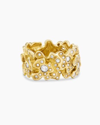 Petals Band Ring|Yellow Gold with Diamonds