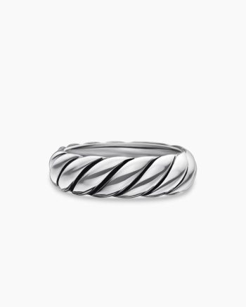 Sculpted Cable Band Ring|Sterling Silver, 6mm