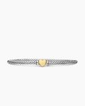Classic Cable Heart Station Bracelet|Sterling Silver with 18K Yellow Gold, 3mm