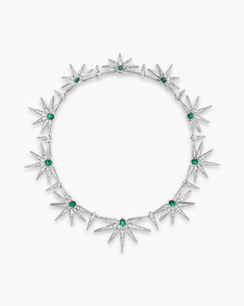 Liberty Emerald Statement Necklace|White Gold with Emeralds and Diamonds